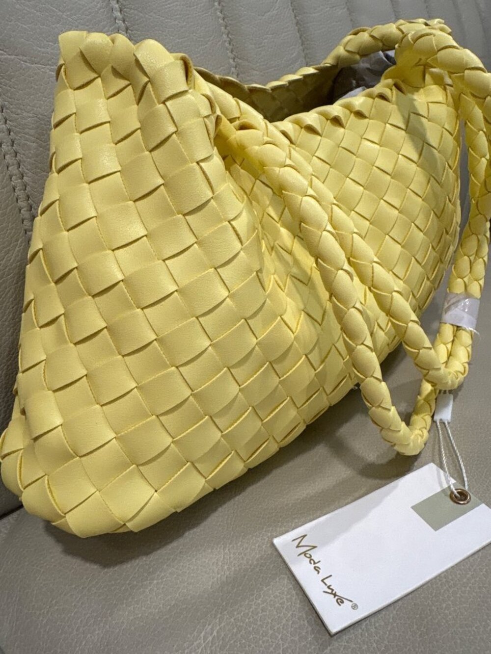 Moda Luxe Millie Hobo Handbag in Butter Yellow New Tote Bag Purse - Picture 7 of 13